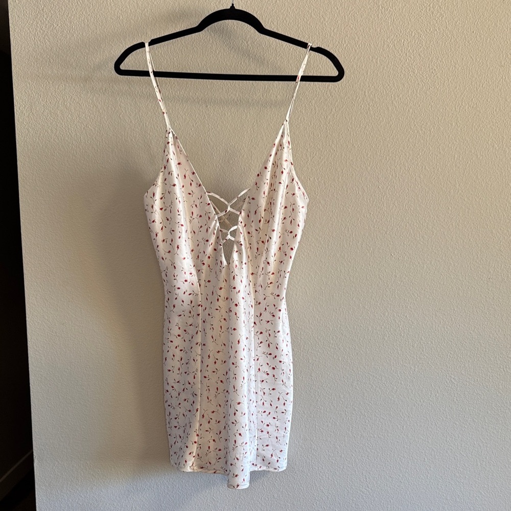 Vintage White and Red Mini Slip Dress- BEAUTIFUL